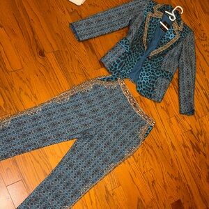 Elegant Blue and Gold Women's Pantsuit
